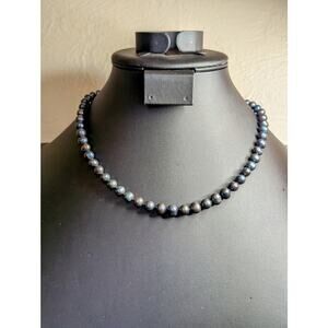 Vintage Black Freshwater Pearl Hand-Knotted Slightly Graduated 18" Necklace